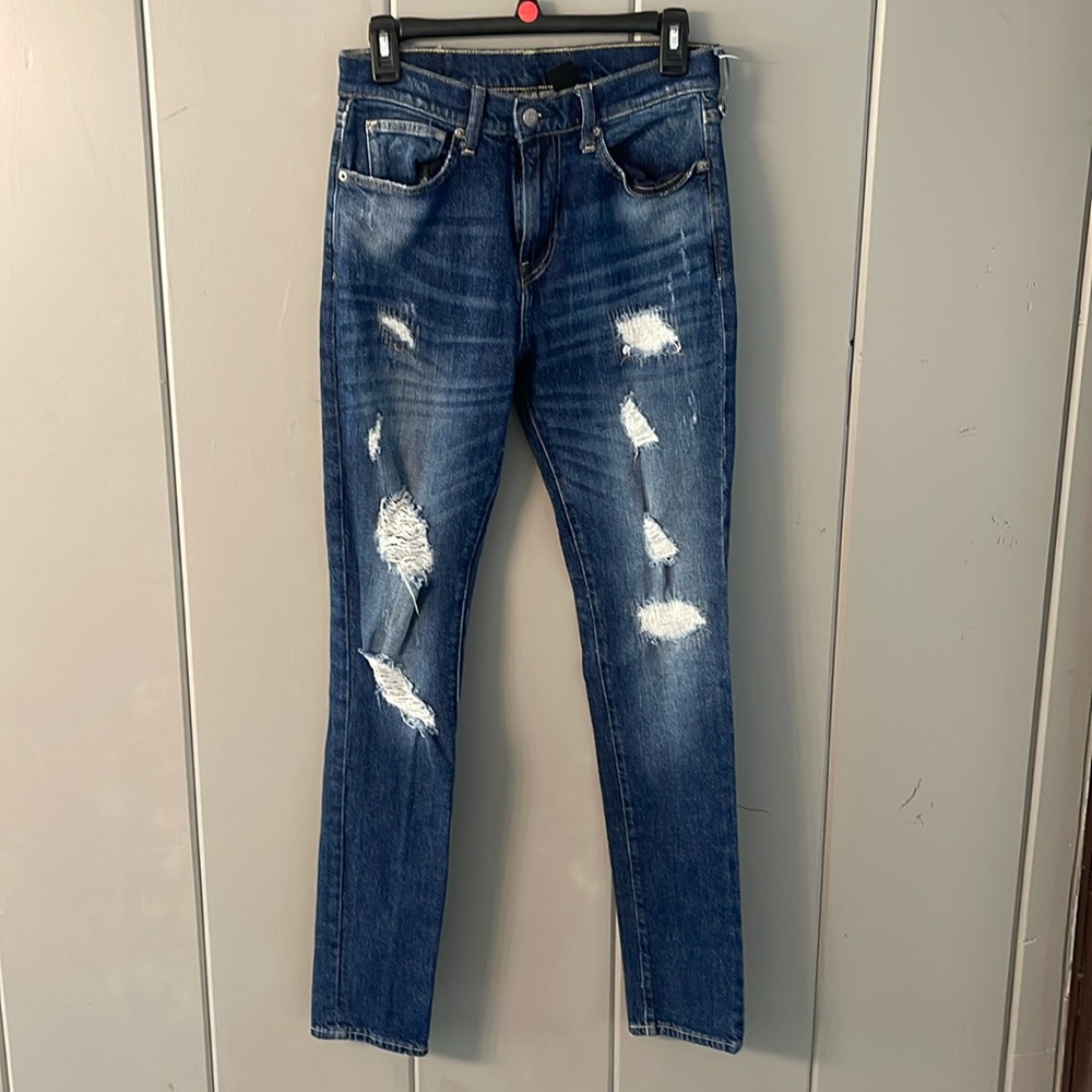 H&M Dark Denim Distressed Skinny Jeans Women's 29